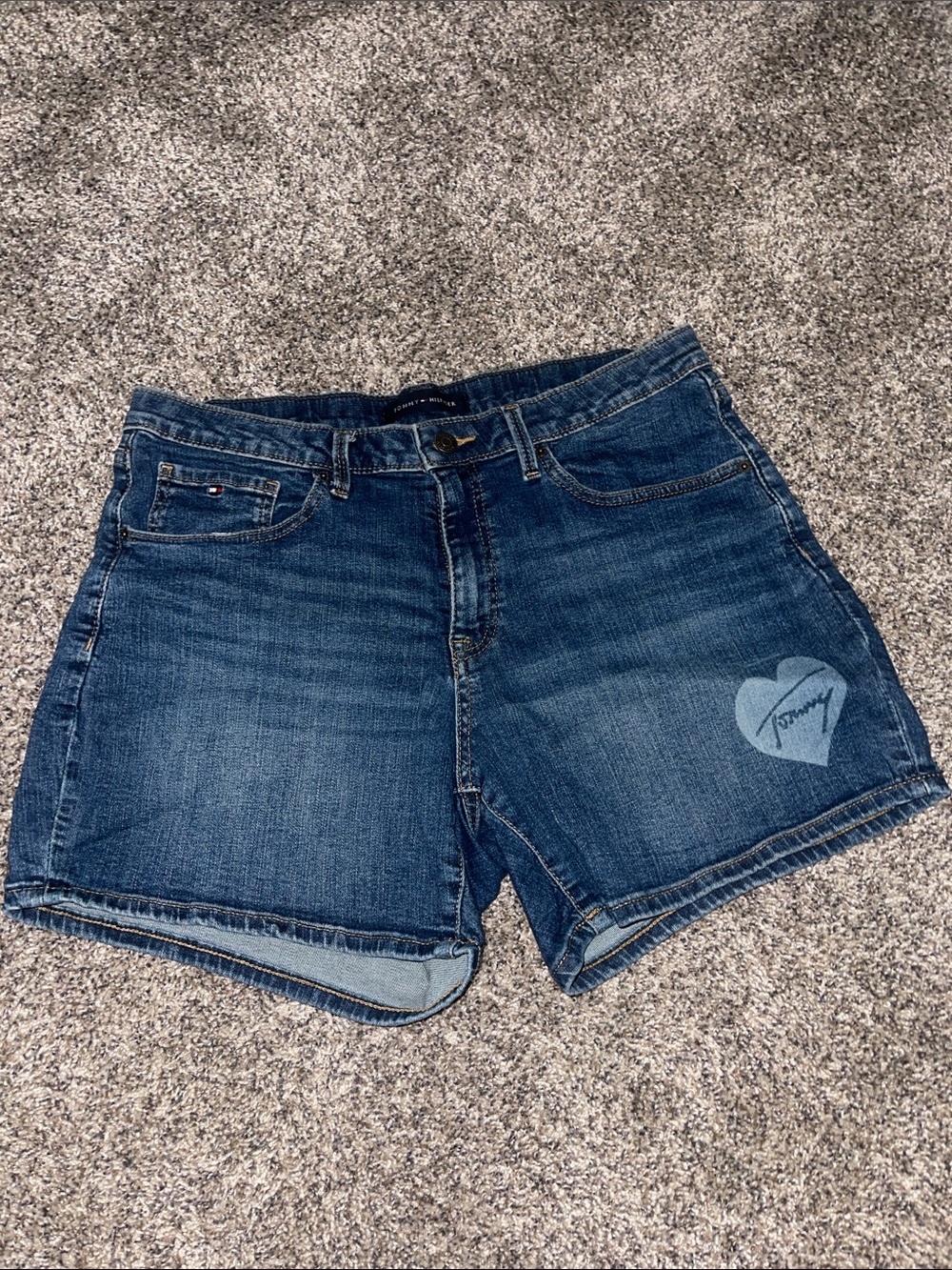 Tommy Hilfiger Dark Blue Denim Shorts with Heart Logo